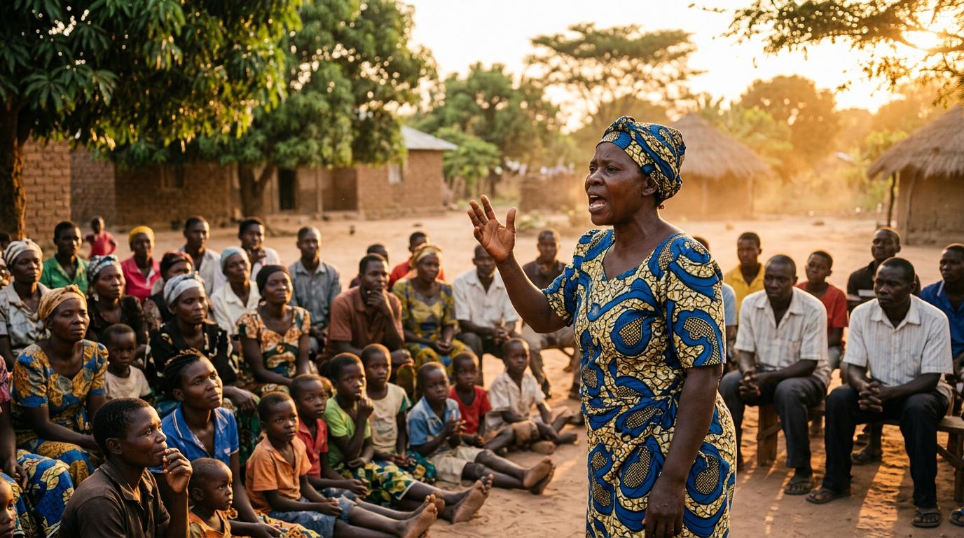 Grassroots women gathered for a storytelling session in Uganda